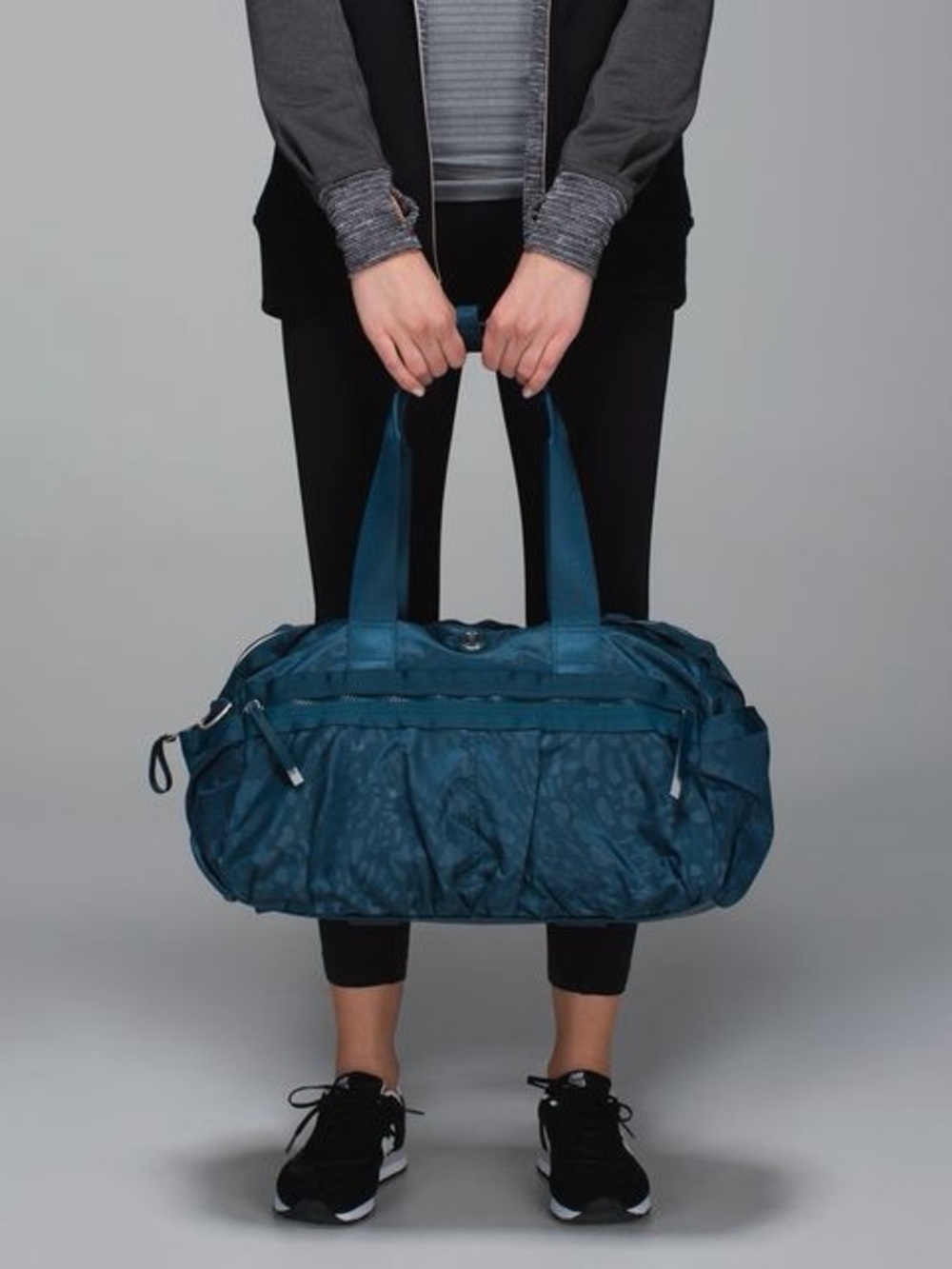 lululemon Gym to Win duffel bag in the "Animal Swirl Embossed Alberta Lake"